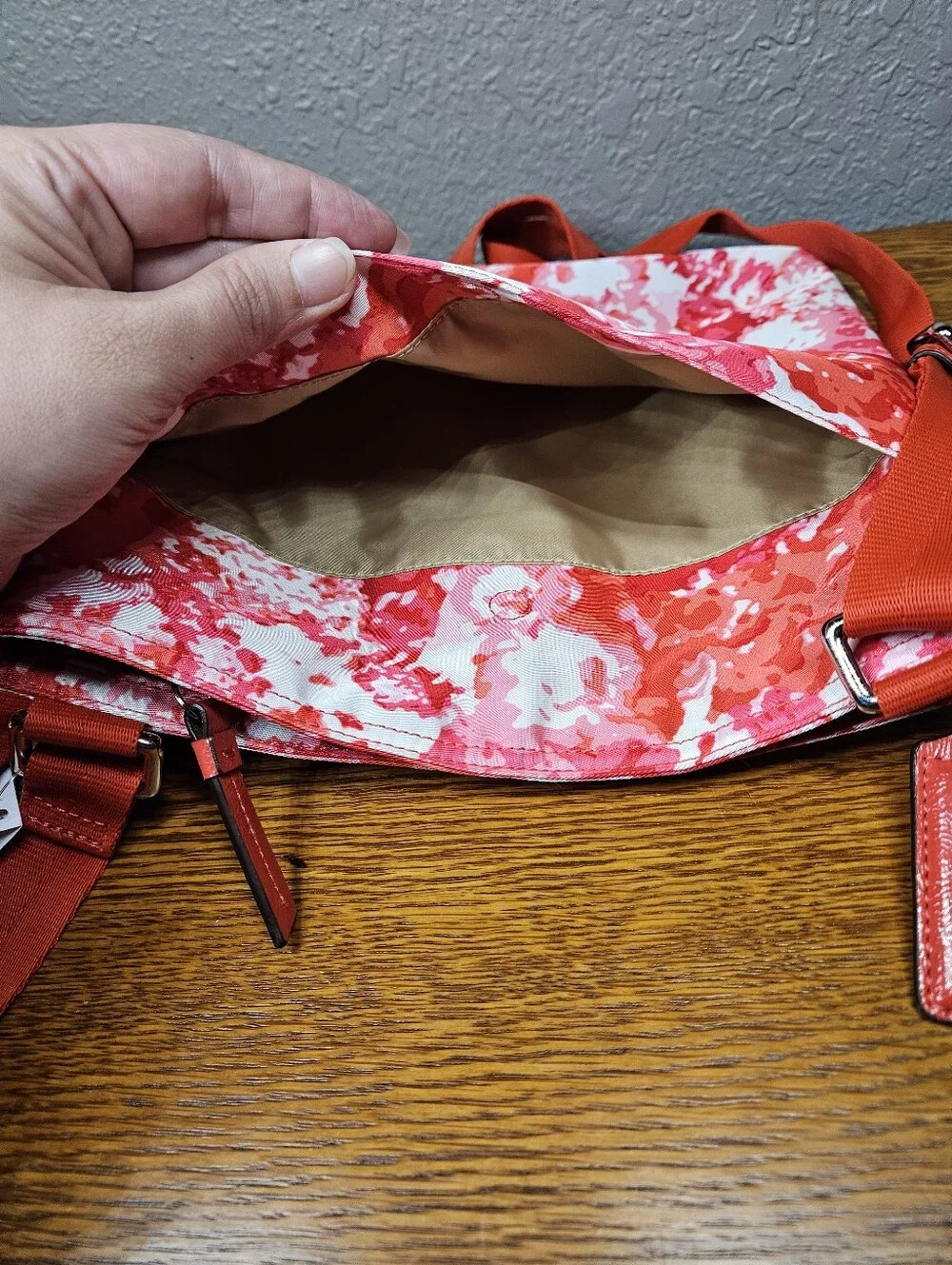 Coach Crossbody Bag in Pink and Red Abstract Print